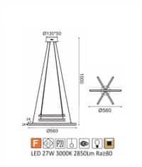 ACA LED závesné svietidlo CANELA 27W/230V/3000K/2850Lm/IP20, Flicker free