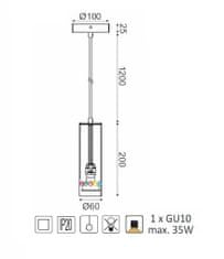 ACA Závesné svietidlo BUTTONS max. 35W/GU10/230V/IP20