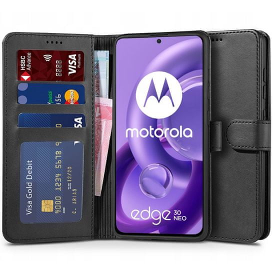 Tech-protect Wallet knižkové kožené puzdro na Motorola Edge 30 Neo, čierne