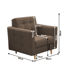 KONDELA Celočalúnená zostava 3+1+1, látka čokoládová, AMEDIA