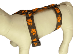 Palkar Klasický postroj pre psov 52 cm - 90 cm veľ. 4 čierno-oranžová s labkami