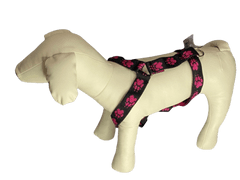Palkar Klasický postroj pre psov 36 cm - 60 cm veľ. 3 čierno-ružová s labkami