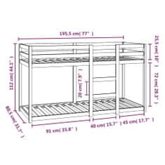 Vidaxl Poschodová posteľ biela 75x190 cm borovicový masív