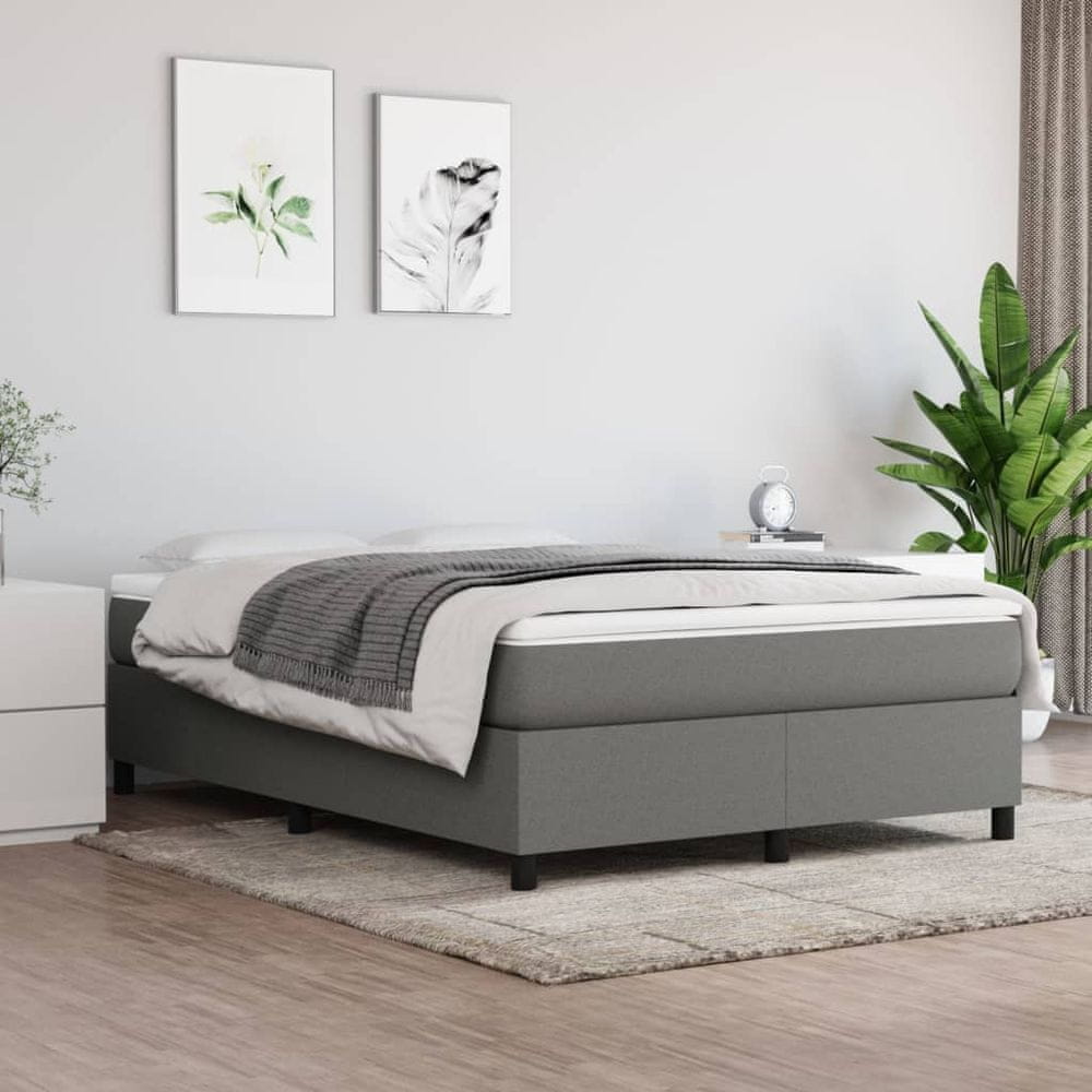 Vidaxl Rám na boxspring posteľ tmavosivý 140x200 cm látka