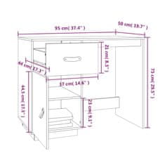 Vidaxl Stolík biely 95x50x75 cm masívne borovicové drevo