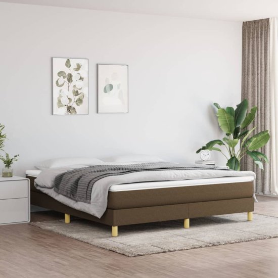 Vidaxl Rám na boxspring posteľ tmavohnedý 180x200 cm látka