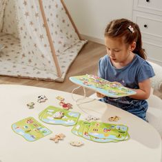 Viga Toys Montessori Zvieratká na farme Drevená šnurovacia hra