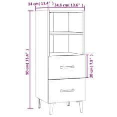 Petromila vidaXL Komoda biela 34,5x34x90 cm spracované drevo