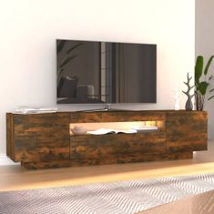 Vidaxl TV skrinka s LED svetlami dymový dub 160x35x40 cm