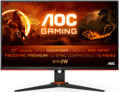 AOC 27G2SPAE monitor, gaming, IPS, 27, 165 Hz, črn (27G2SPAE/BK)