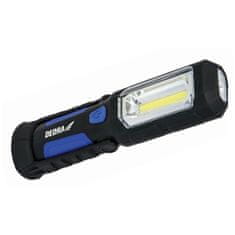 Dedra Batériová baterka. 3w cob led+1w usb napájanie pre 230V a 12V