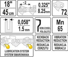 YATO Pílové reťaze 18'' .325 1,5 mm 72z