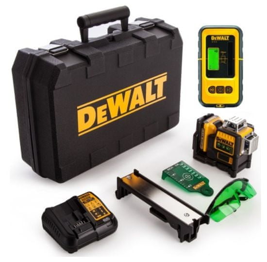 DeWalt Lineárny 3 rovinný laser 10,8 V 2,0 Ah zelený + detektor