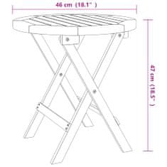 Vidaxl Skladací záhradný stôl biely Ø46 cm masívne akáciové drevo