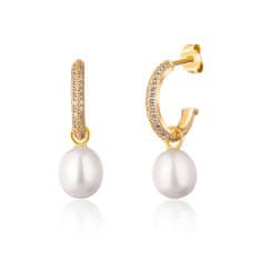 JwL Luxury Pearls Nádherné pozlátené náušnice kruhy s pravými perlami 2v1 JL0771