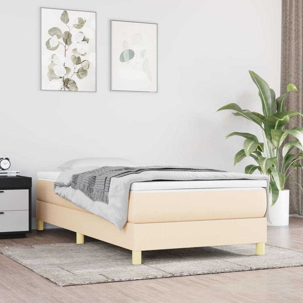 Vidaxl Rám na boxspring posteľ krémový 100x200 cm látka