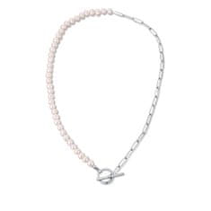 JwL Luxury Pearls Trendy oceľový náhrdelník s pravými riečnymi perlami JL0788