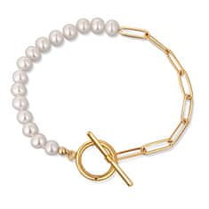 JwL Luxury Pearls Trendy pozlátený náramok s pravými riečnymi perlami JL0789