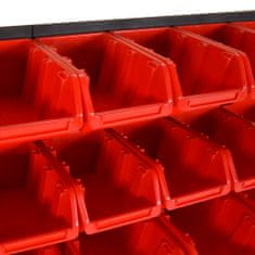Vidaxl 30-dielna súprava políc do dielne červená a čierna 77x39 cm PP