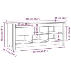 Petromila vidaXL Skrinka na topánky čierna 110x38x45,5 cm masívna borovica