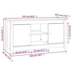 Vidaxl TV skrinka čierna 103x36,5x52 cm masívna borovica