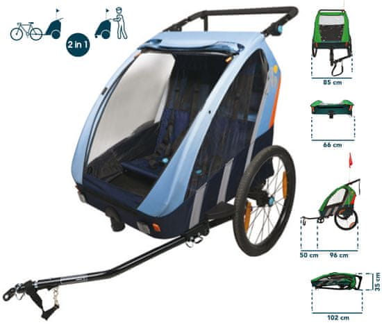 Bellelli kombinovaný vozík za bicykel - 2 deti