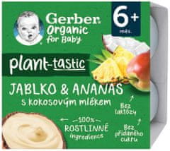 Gerber Organic 100 % rastlinný dezert jablko a ananás s kokosovým mliekom 4 x 90 g