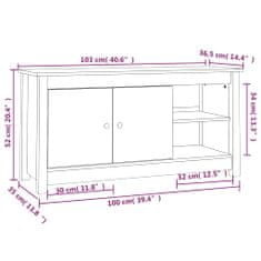 Vidaxl TV skrinka biela 103x36,5x52 cm masívna borovica