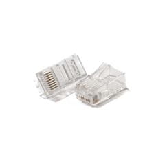 Keline Konektor RJ45/u, Cat 5E, netienený, 8p8c, 50μ Au, krimpovaný, 10 ks