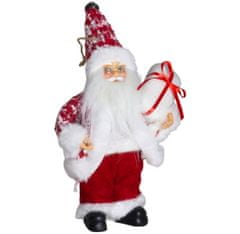 Dům Vánoc Ozdoba na stromček Santa v červenom kabátiku s darčekmi 18 cm