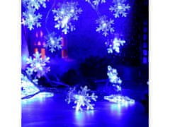 AUR Vnútorná LED vianočná reťaz so snehovými vločkami, modrá, 3m, 28 LED