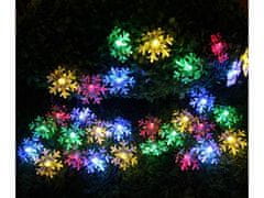AUR Vnútorná LED vianočná reťaz so snehovými vločkami, rôznofarebná, 6m, 50 LED