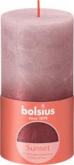 Bolsius Sviečka Bolsius Rustic, valcová, vianočná Sunset Ash Rose+ Red, 130/68 mm