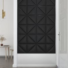 Vidaxl Nástenné panely 12 ks čierne 30x30 cm umelá koža 1,08 m²