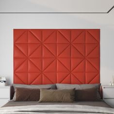 Vidaxl Nástenné panely 12 ks červené 30x30 cm umelá koža 1,08 m²