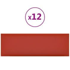 Vidaxl Nástenné panely 12 ks červené 90x30 cm umelá koža 3,24 m²