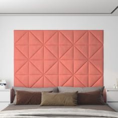 Vidaxl Nástenné panely 12 ks ružové 30x30 cm zamatové 1,08 m²
