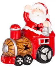 MAGIC HOME Santa s vláčikom, LED, terakota, 10,3x6,3x10,7 cm
