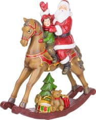 MAGIC HOME Santa s chlapčekom na koni, polyresin, 28x10x30 cm