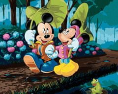 ZUTY Diamantové maľovanie - MICKEY MOUSE A MINNIE S DÁŽDNIKMI Z LISTOV 40x50 cm NO