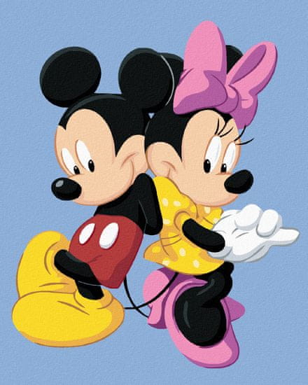 ZUTY Diamantové maľovanie - MICKEY MOUSE A MINNIE NA MODROM POZADÍ 40x50 cm NO