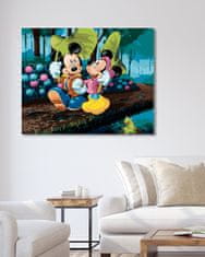 ZUTY Diamantové maľovanie - MICKEY MOUSE A MINNIE S DÁŽDNIKMI Z LISTOV 40x50 cm NO