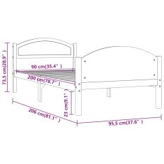 Vidaxl Posteľný rám s 2 zásuvkami tmavohnedý 90x200cm borovicový masív