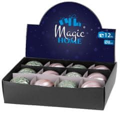 MAGIC HOME Gule Vianoce, 12 ks, 8 cm, ružovo - zelené, na vianočný stromček