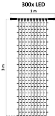 DecoLED DecoLED LED svetelná záclona, 1x3 m, teplo biela, 300 diód, IP67