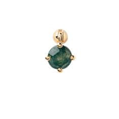 PDPAOLA Elegantná pozlátená single náušnica KIMI MOSS AGATE Gold PG01-711-U