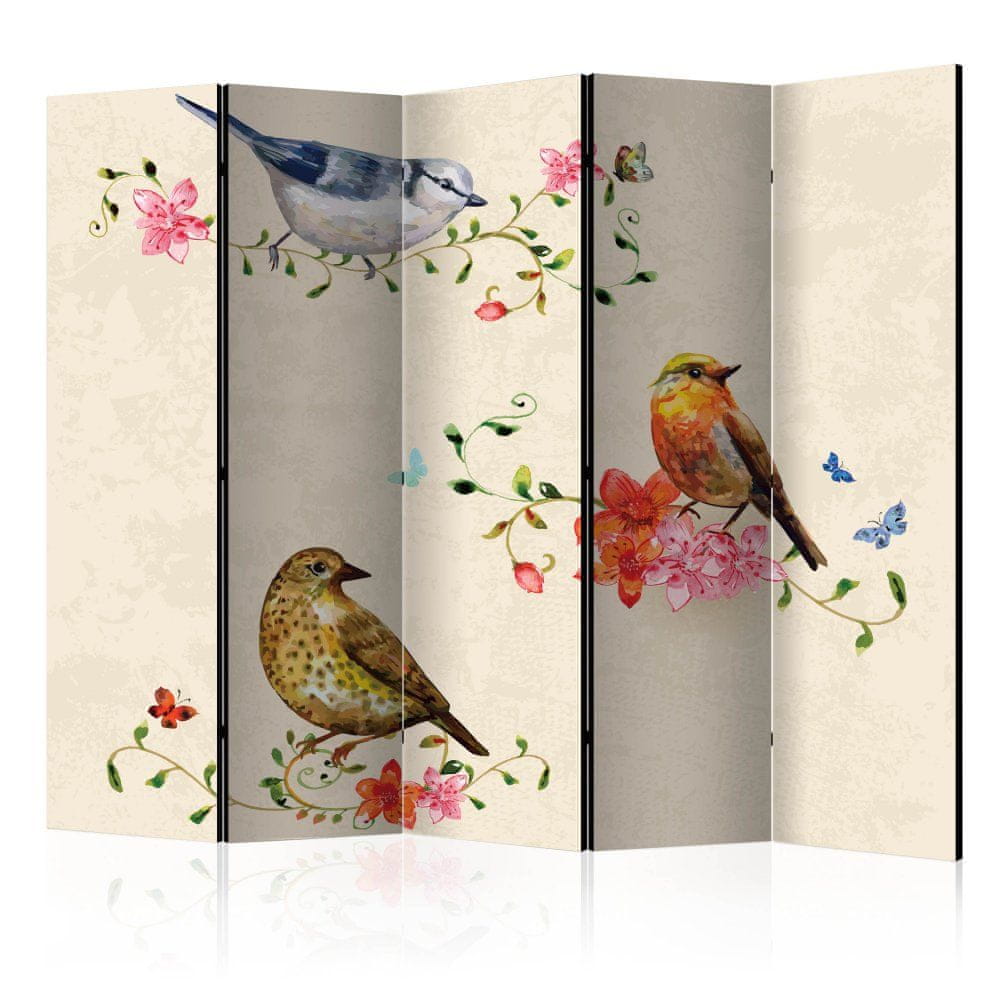 Artgeist Paraván - Vtáčí spev II 225x172 plátno na drevenom ráme obojstranná potlač