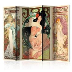 Artgeist Paraván - Alfons Mucha. Ženy II 225x172 plátno na drevenom ráme obojstranná potlač