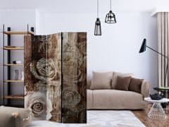 Artgeist Paraván - Staré drevo a ruže 135x172 plátno na drevenom ráme obojstranná potlač