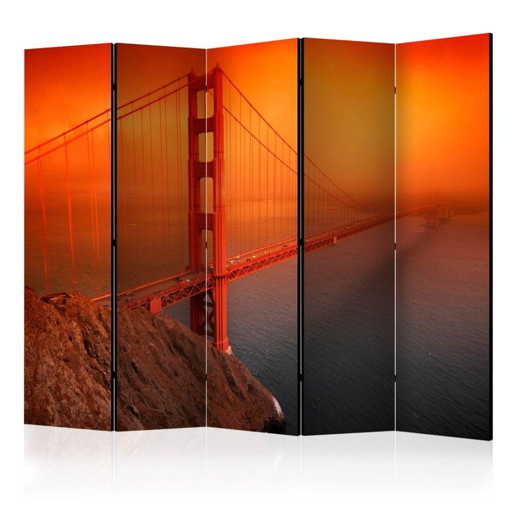 Artgeist Paraván - Most Golden Gate II 225x172 plátno na drevenom ráme obojstranná potlač